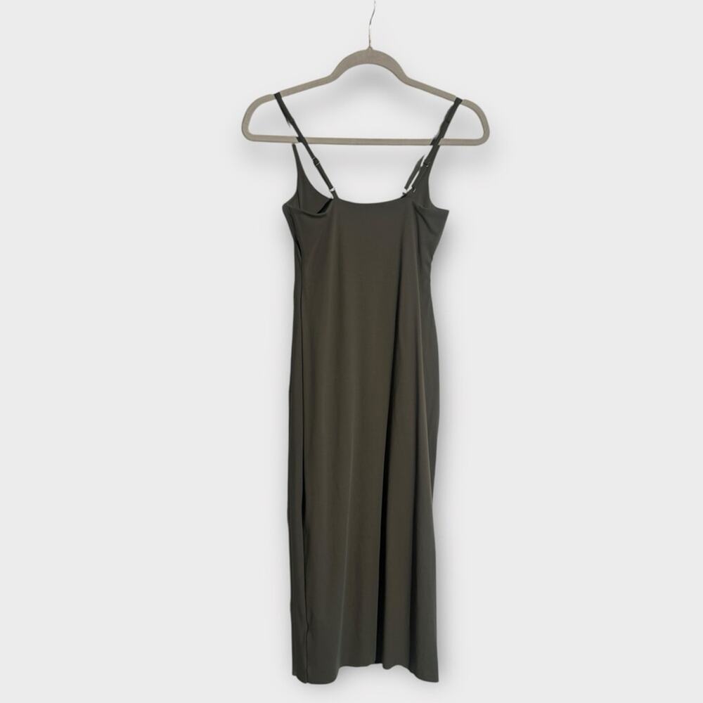 NEW Open Edit Smooth Edit Strappy Midi Slipdress, Olive Green Midi Dress, XS - Picture 9 of 12